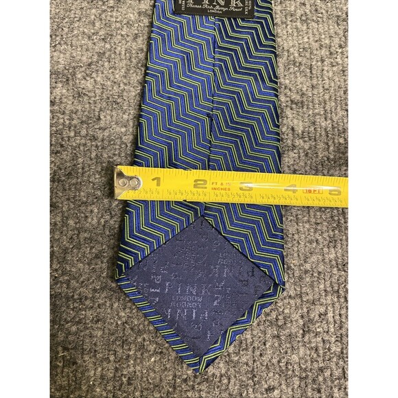 Thomas Pink Silk Green & Blue Tie - Woven in England - Picture 6 of 6